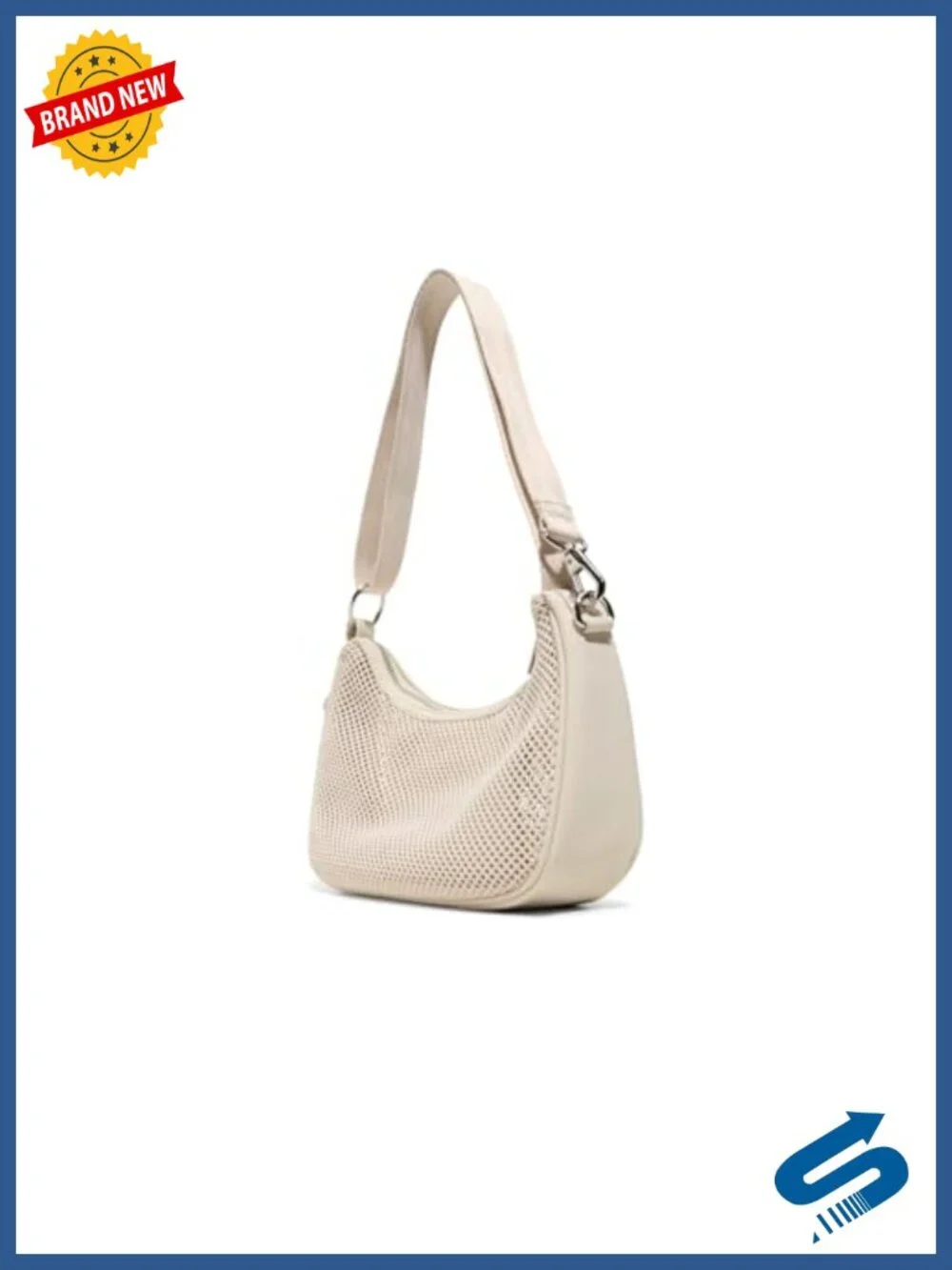 Mesh Crossbody Bag with Convertible Strap, Top Zipper, Nylon